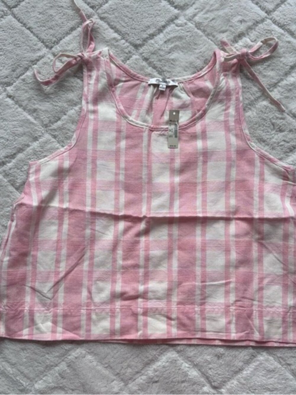 Madewell | Pink Plaid Crop Swing Tank Top | Size Small - Picture 2 of 7